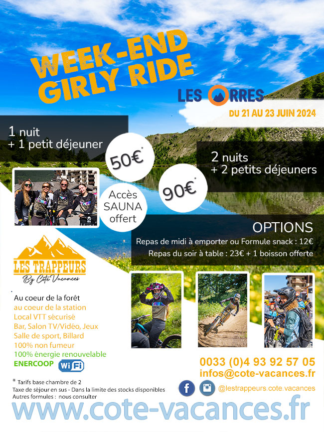 Week-end Girly Ride aux Orres du 21 au 23 juin 2024